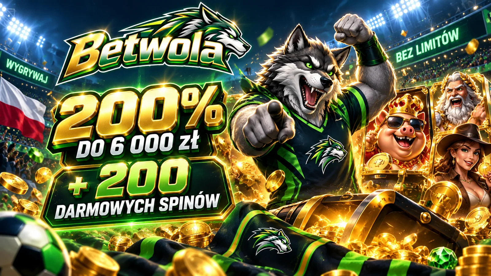 Bonus powitalny w kasynie Betwola: 200% do 6 000 zł i 200 darmowych spinów